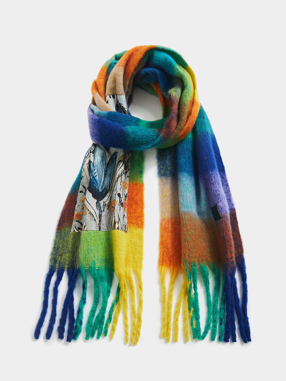 Multicolored scarf with art print - 1
