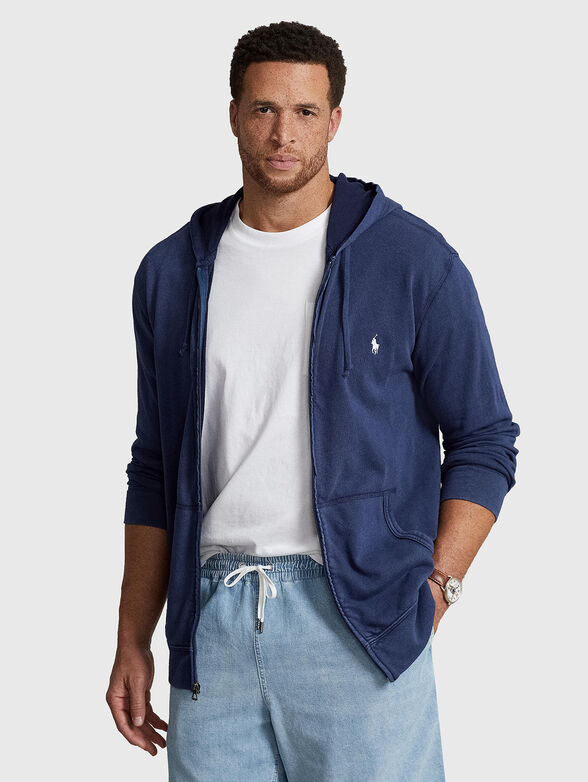 Cotton sweatshirt with hood and zip - 1