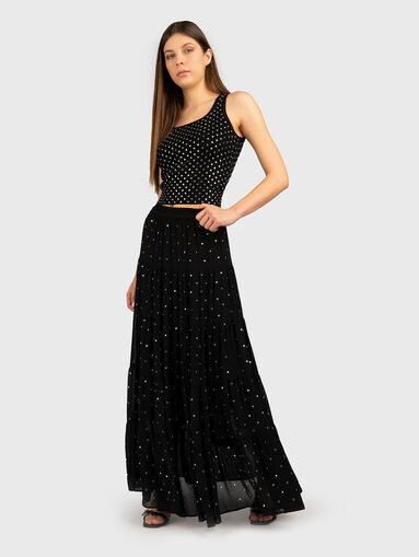 Maxi skirt with accent eyelets - 5