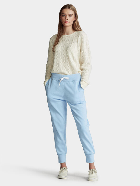 Light blue sports trousers with logo embroidery - 4