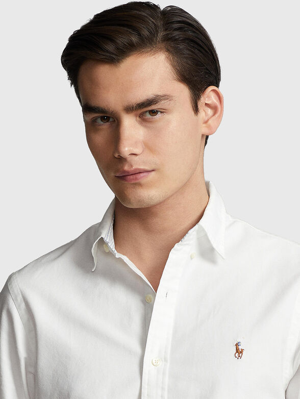 Logo-embroidered white shirt  - 4