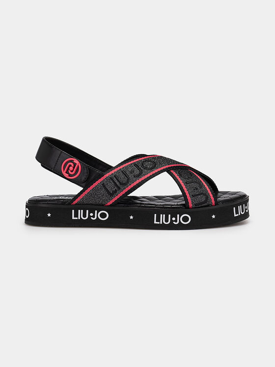 GWEN sandals in black color with logo accents - 1