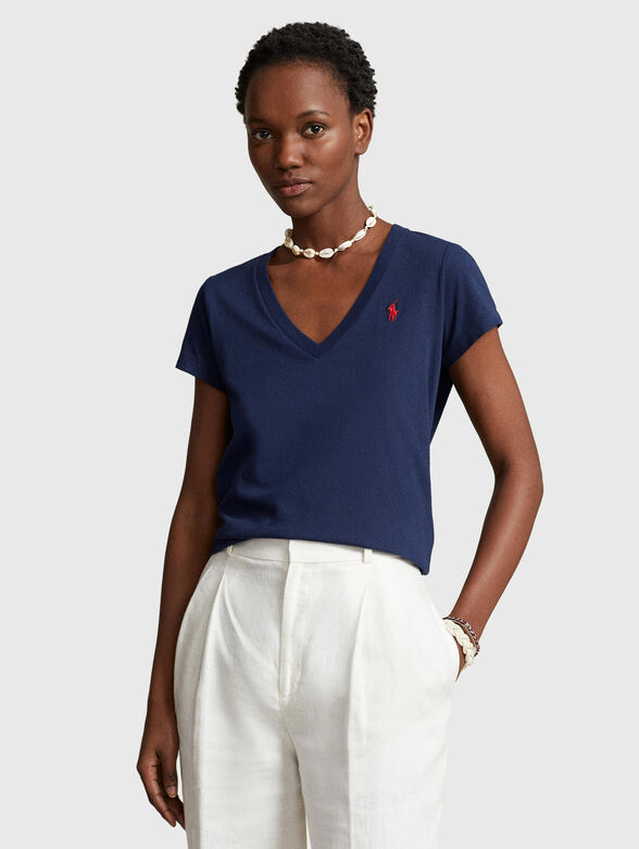 Blue V-neck T-shirt - 1