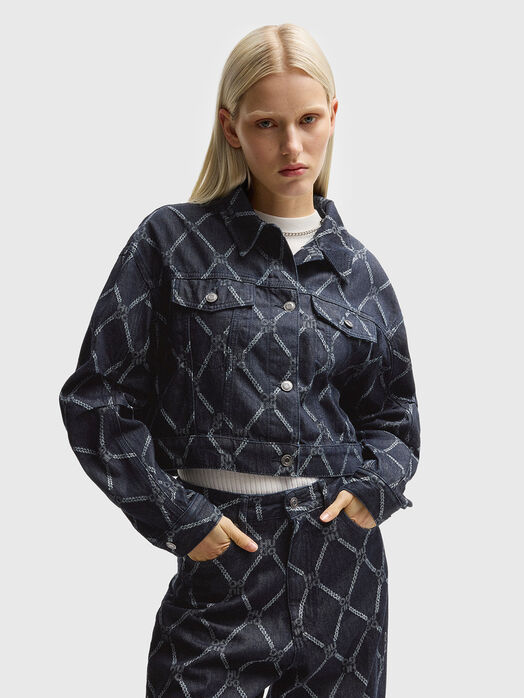 Cropped denim jacket with monogram logo