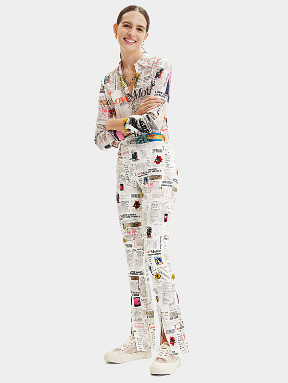 Trousers with contrasting print - 4
