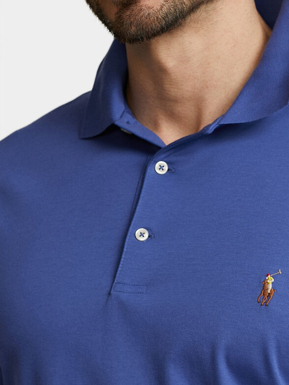 Polo shirt in blue color with short sleeves - 4