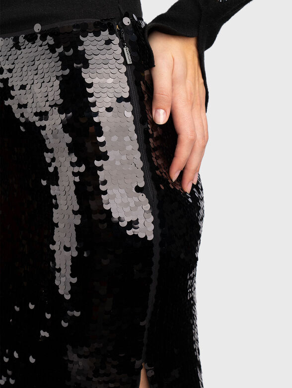 Black midi skirt with sequins - 3
