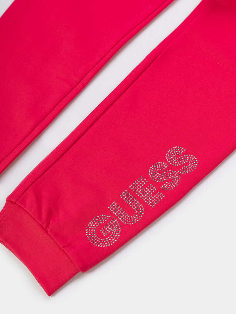Sports pants rhinestone logo - 3