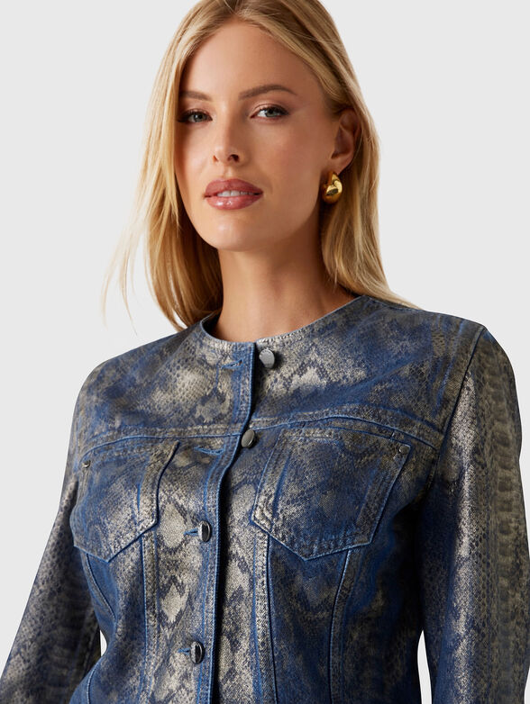 TERSA denim jacket with animal print - 4