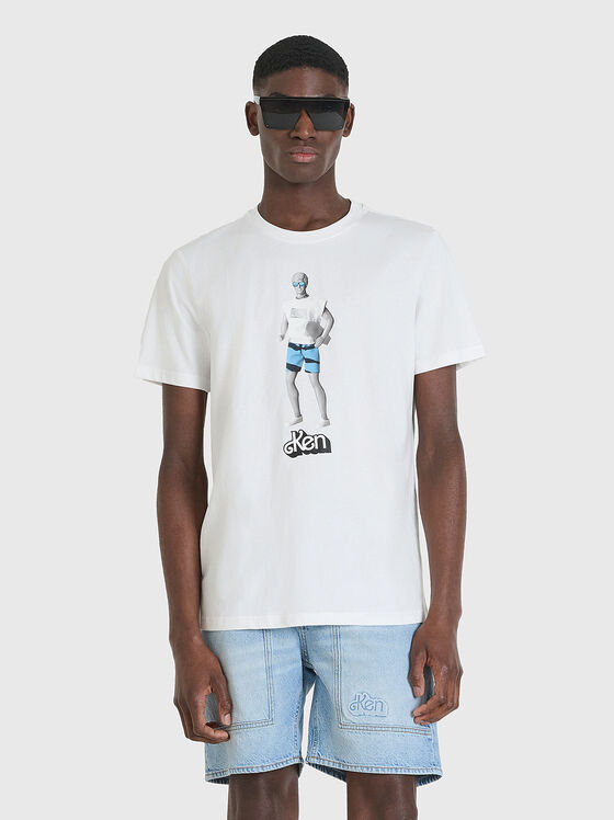 Black cotton t-shirt with print - 1