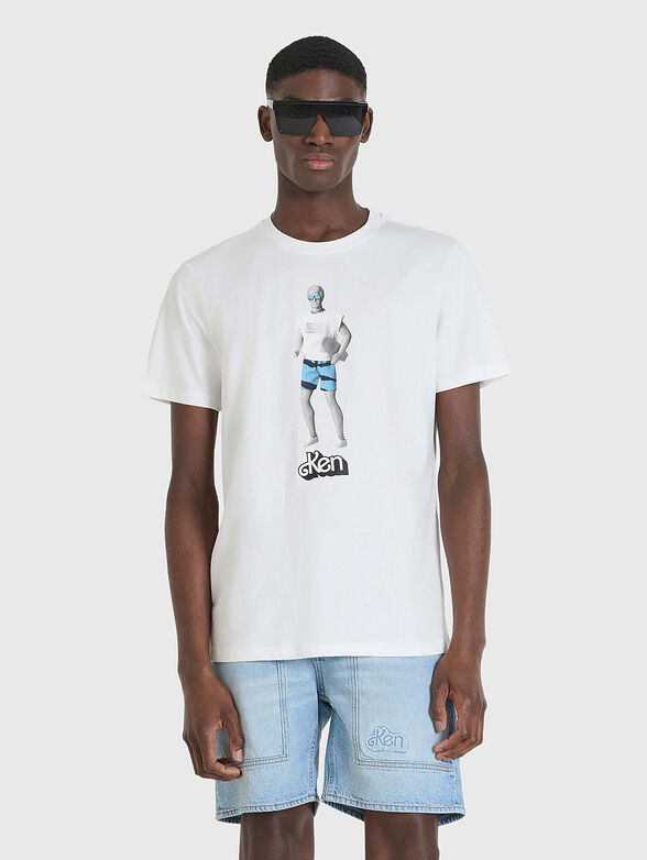 Black cotton t-shirt with print - 1