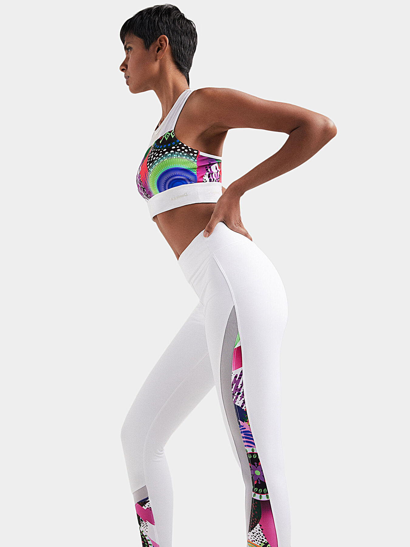 White leggings with multicolor print brand DESIGUAL Globalbrandsstore en