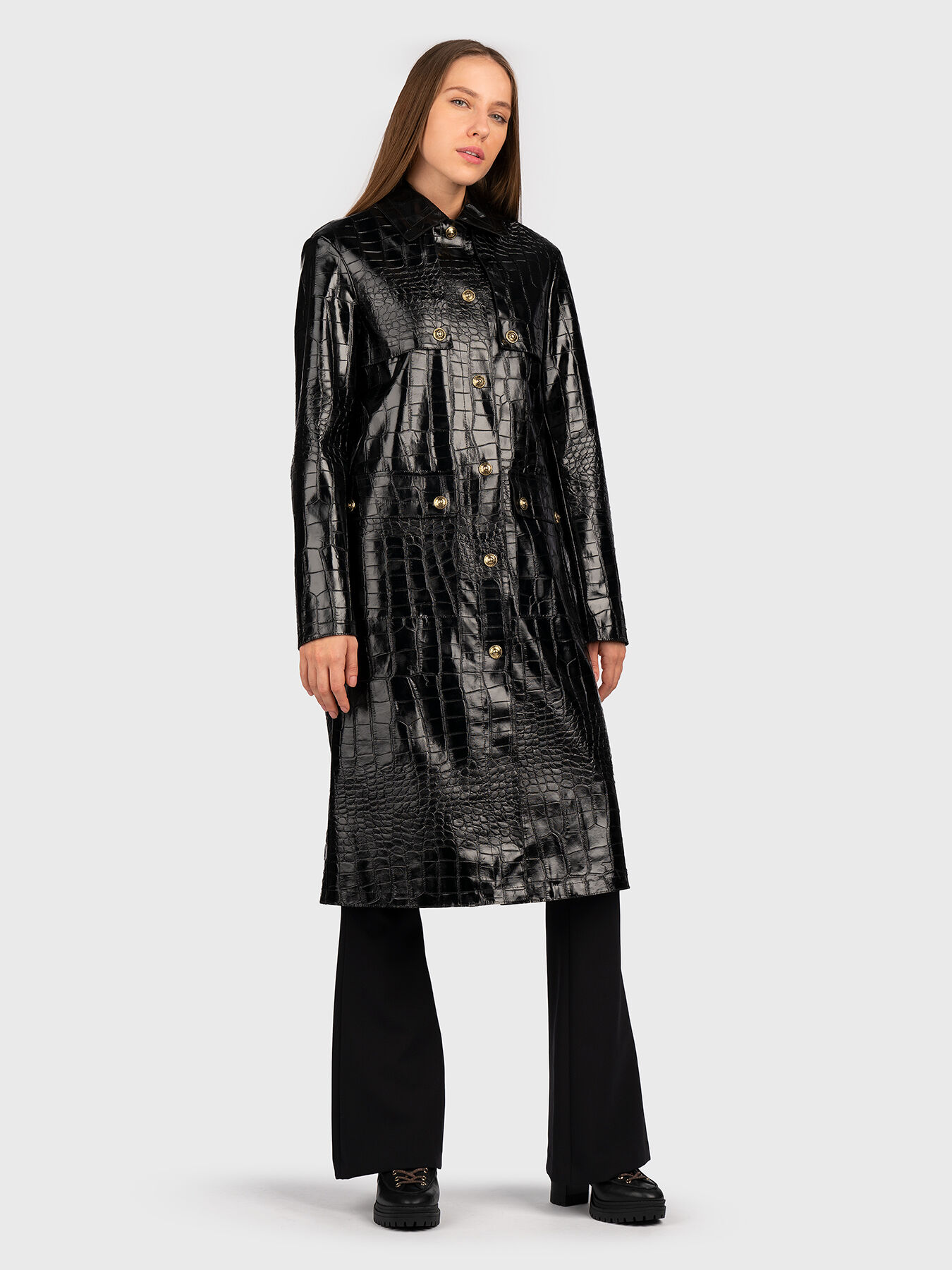 Versace leather trench coat 2025