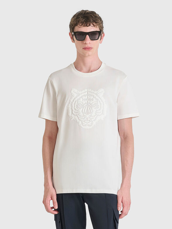 Cotton T-shirt with oval neckline - 1