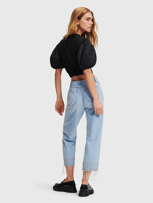 Top with cut-out elements and puff sleeves - 3