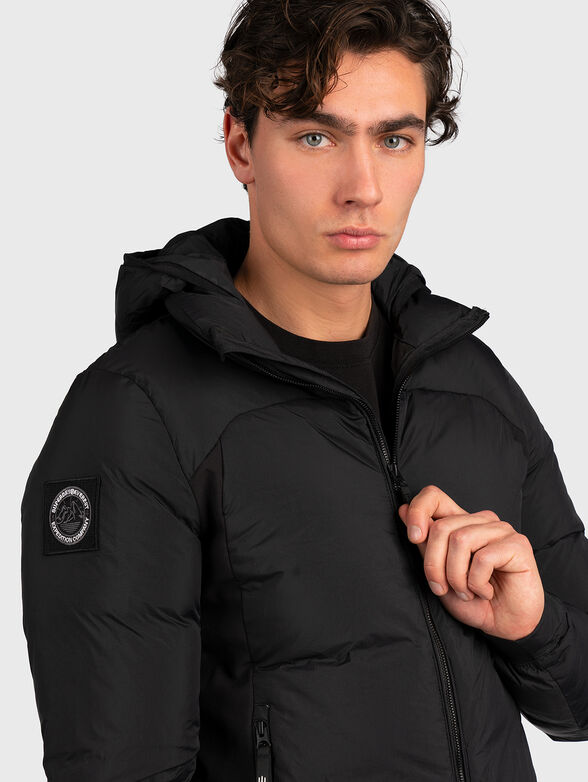 Down black jacket with hood - 4