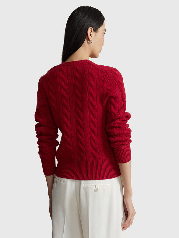 Red cardigan in wool blend - 3