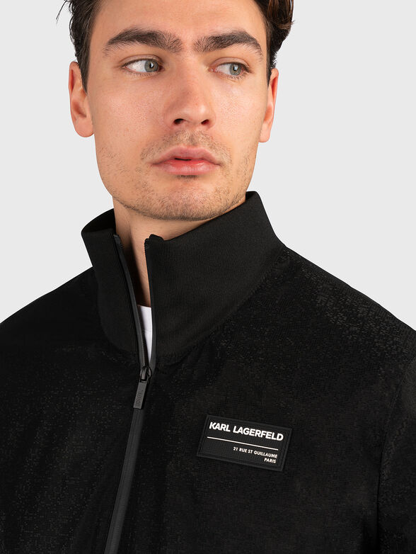 Black bomber jacket with logo patch - 4
