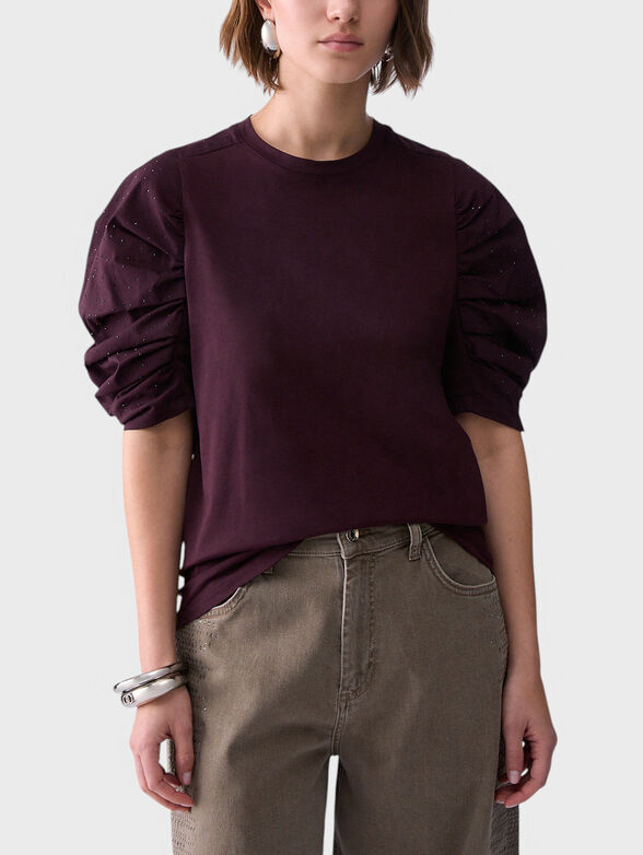 T-shirt with sleeves gathered - 1