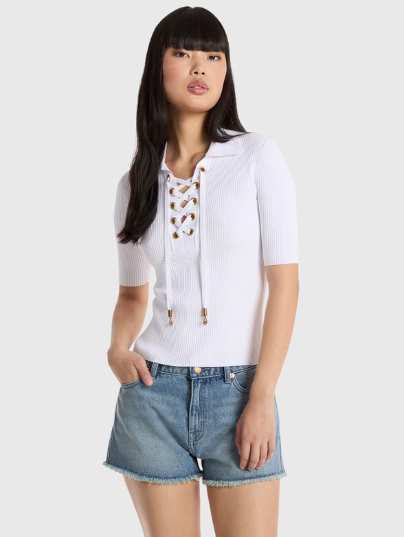Blouse with ties at the neckline - 1