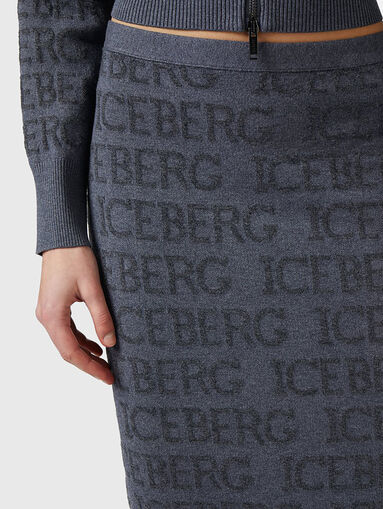Wool blend skirt with monogram logo - 4