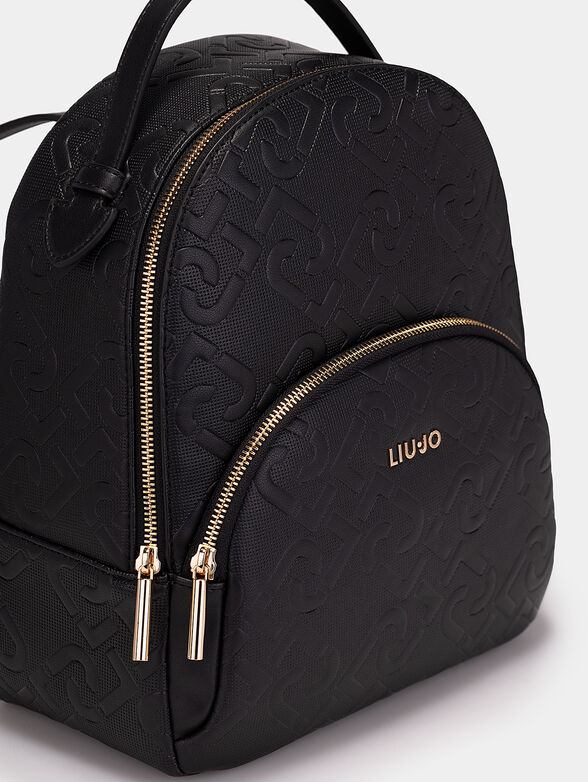 Black backpack with embossed logo - 4