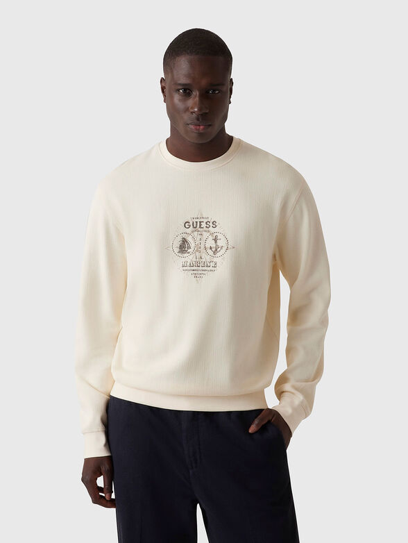 Sweatshirt with oval neckline and logo - 0