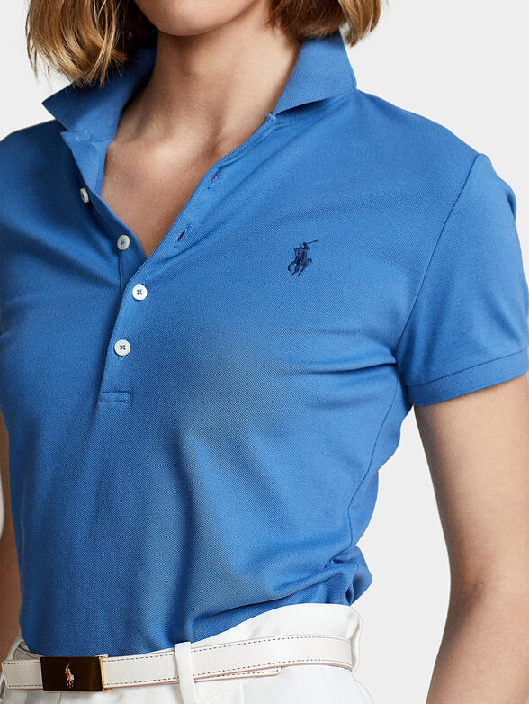Blue Polo shirt with logo accent - 4