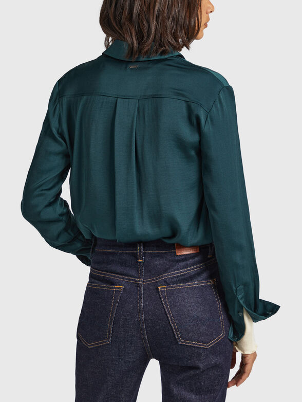 Dark blue satin shirt - 3