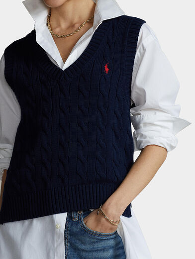 Sleeveless knit sweater with logo embroidery - 4