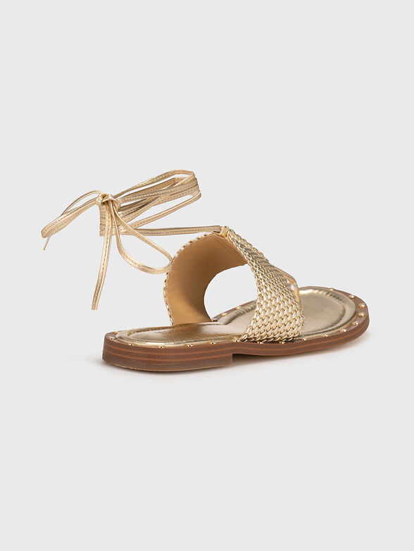 JAGGER gold-colored lace-up sandals - 3