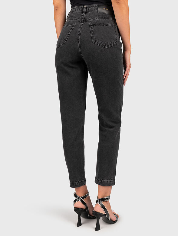 High-waisted jeans with applied rhinestones - 2