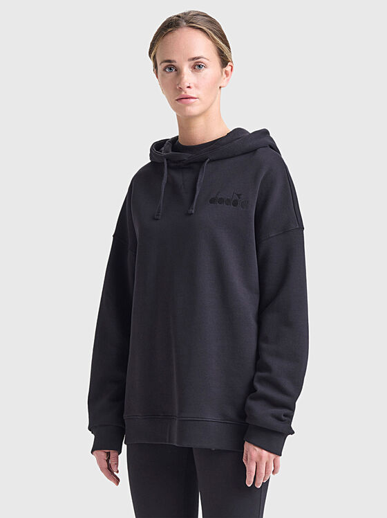 Black sweatshirt with logo embroidery - 1