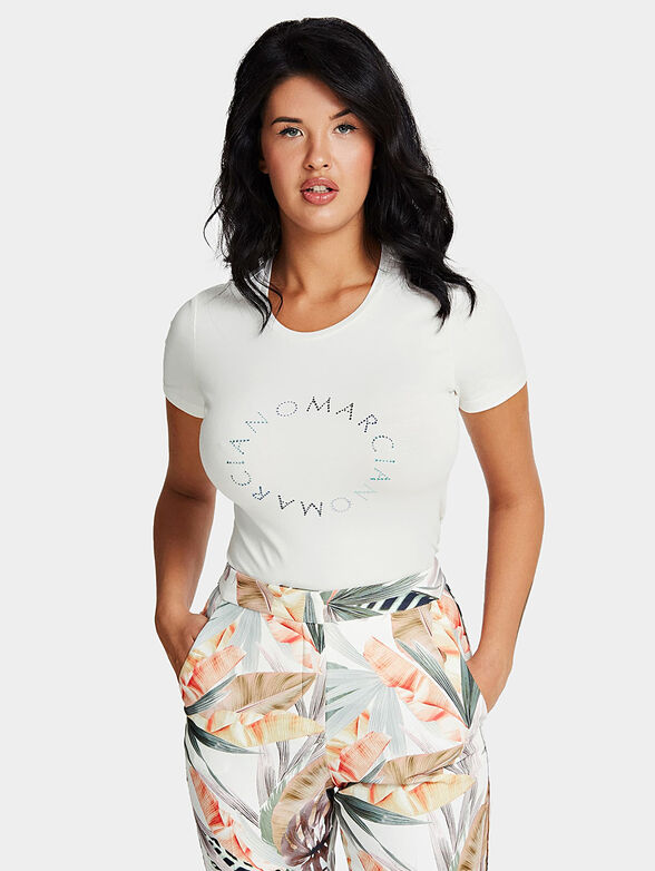 J LO White t-shirt with blue crystal logo - 1