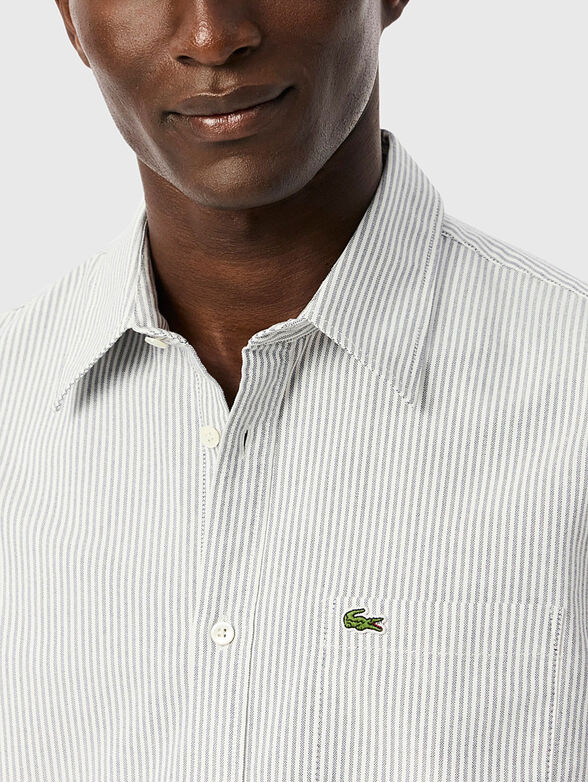 Oxford cotton shirt with logo - 4