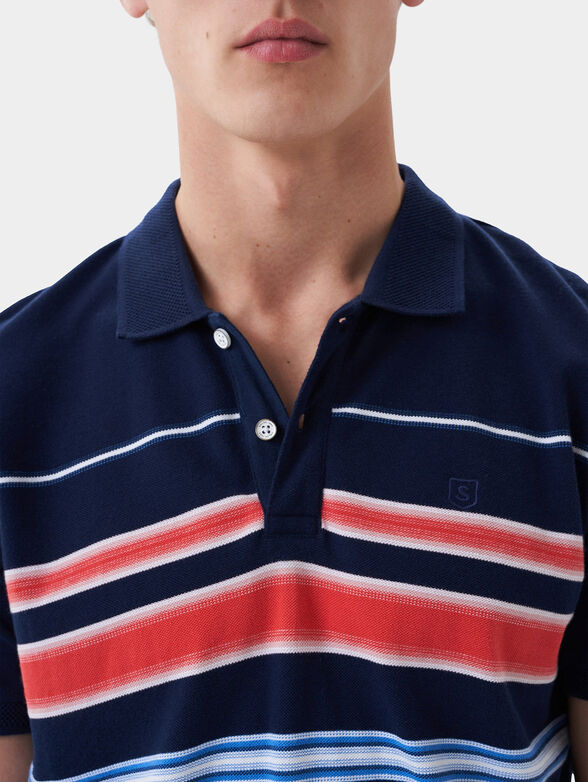 Cotton polo shirt with striped print - 3