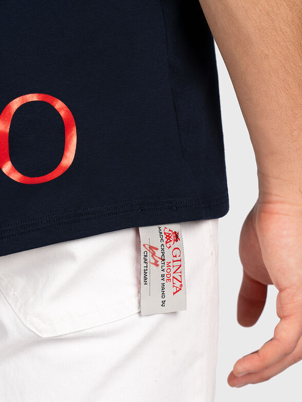 Navy t-shirt with print - 3