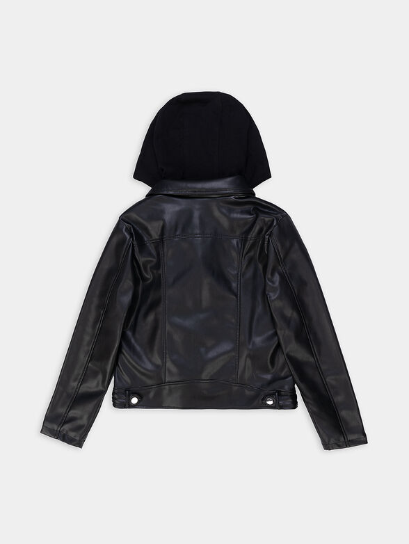 Faux leather jacket with hood - 2