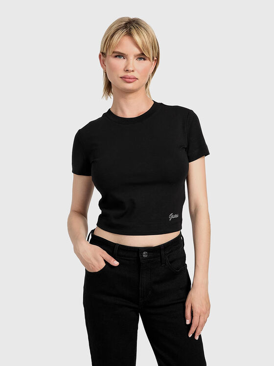 Скъсена тениска с лого - 1