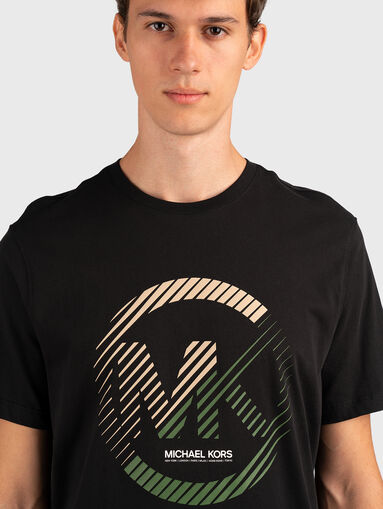 Black cotton T-shirt with logo print - 5