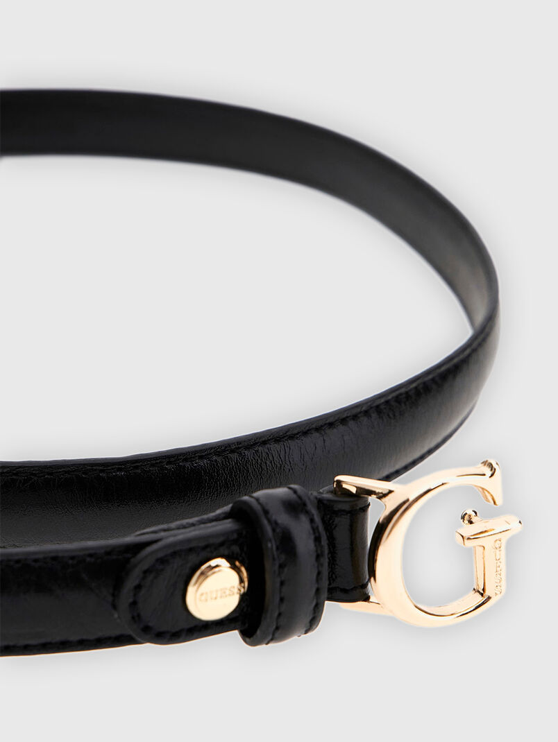 Leather belt with logo buckle - 3
