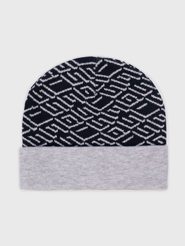 Hat of wool blend with contrast print - 1