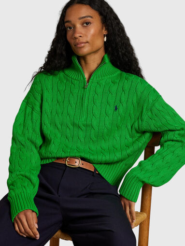 Green knitted sweater - 4