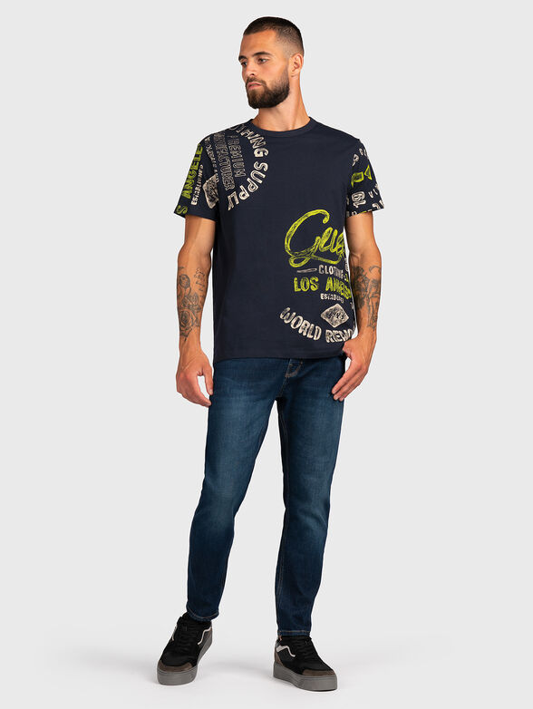 WORD RENOWNED dark blue print T-shirt  - 2
