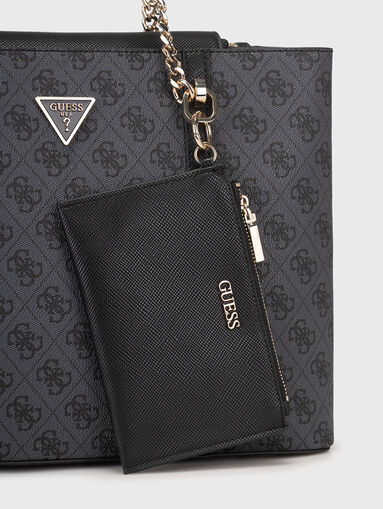 Bag with monogram pattern in beige - 4