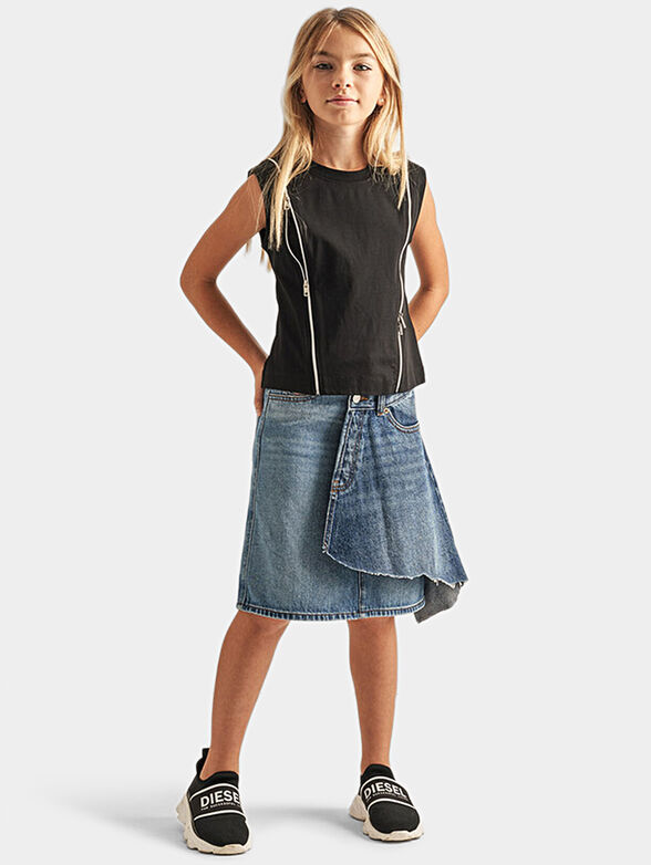 Denim skirt with layered front - 1