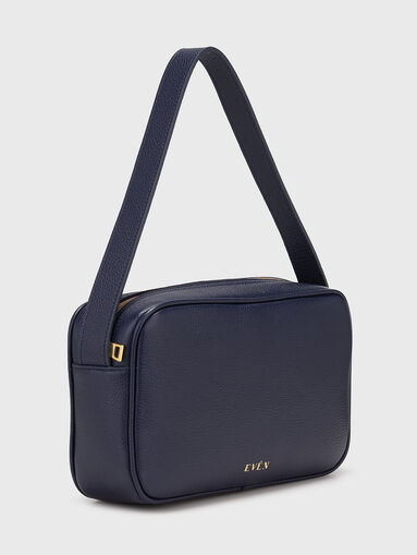 Small leather bag with logo in beige - 3