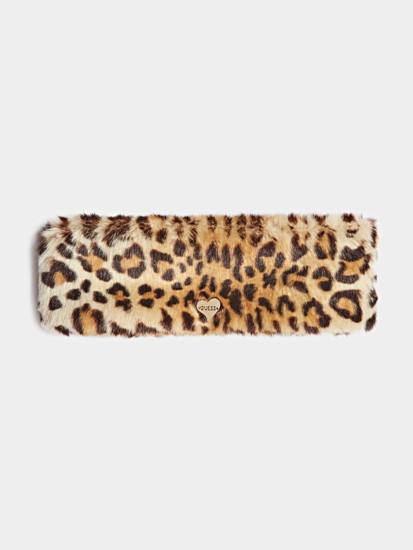 Faux fur headband with animal print - 1