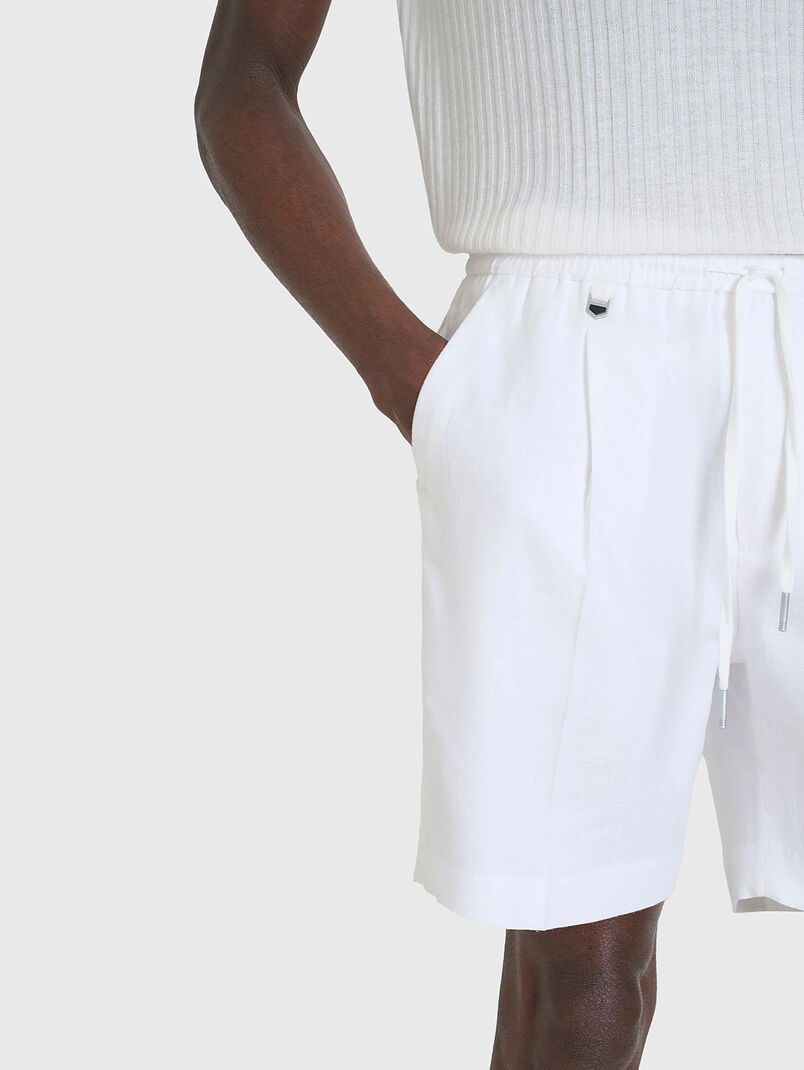 NEIL black linen blend shorts  - 3