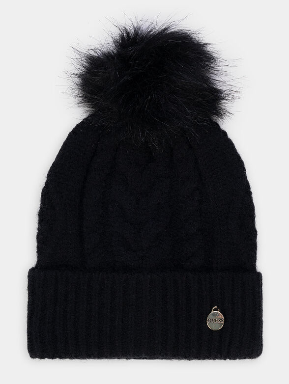 Knitted hat with pompom and logo detail - 1